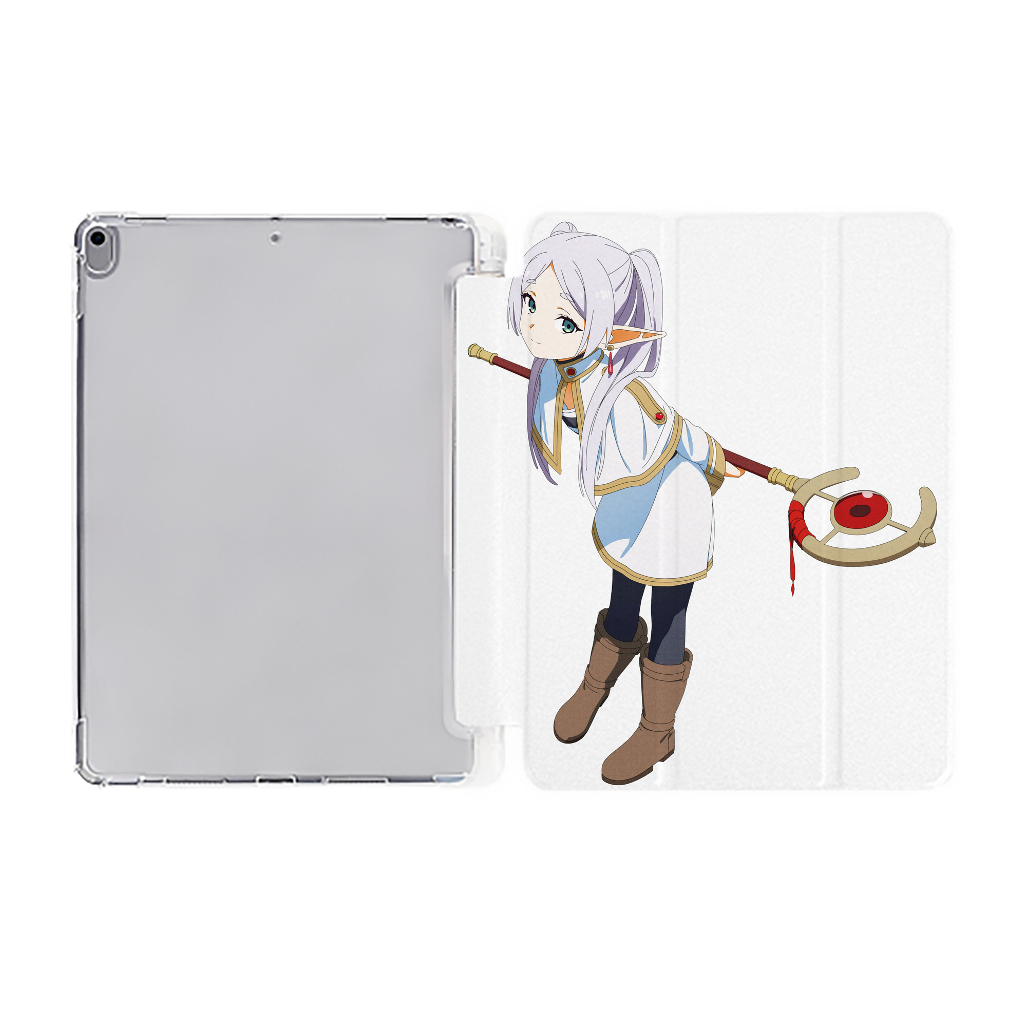 （画像用） 葬送のフリーレン Frieren IPad ケース ペン収納付き 三つ折りスタンド PUレザー×シリコン 対応機種9.5/10.5/10.9インチ